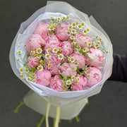 Peonies with chamomile